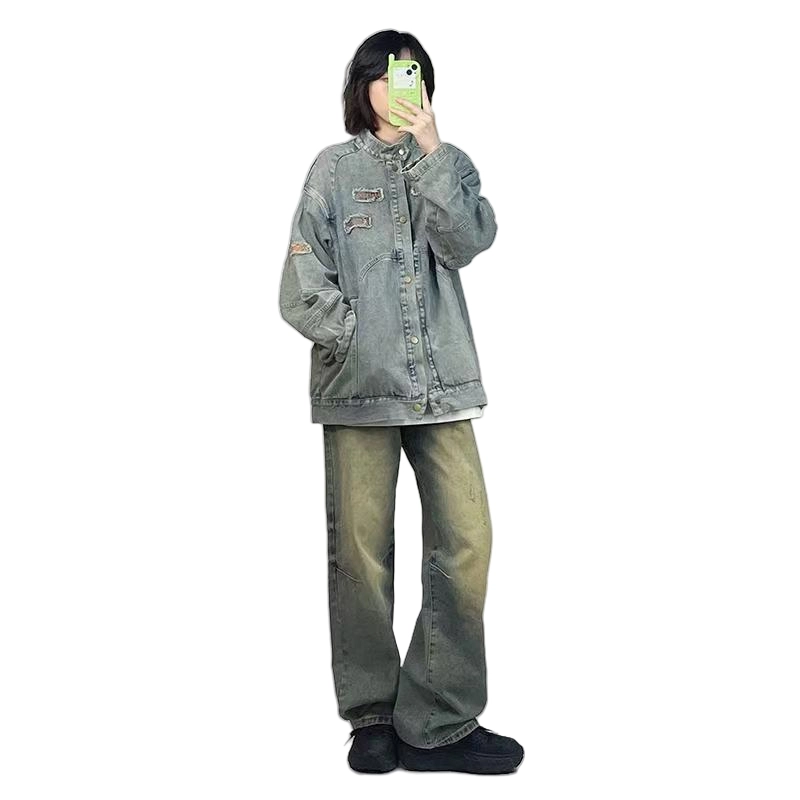 望莱仕 宽松适中长袖牛仔外套 女款