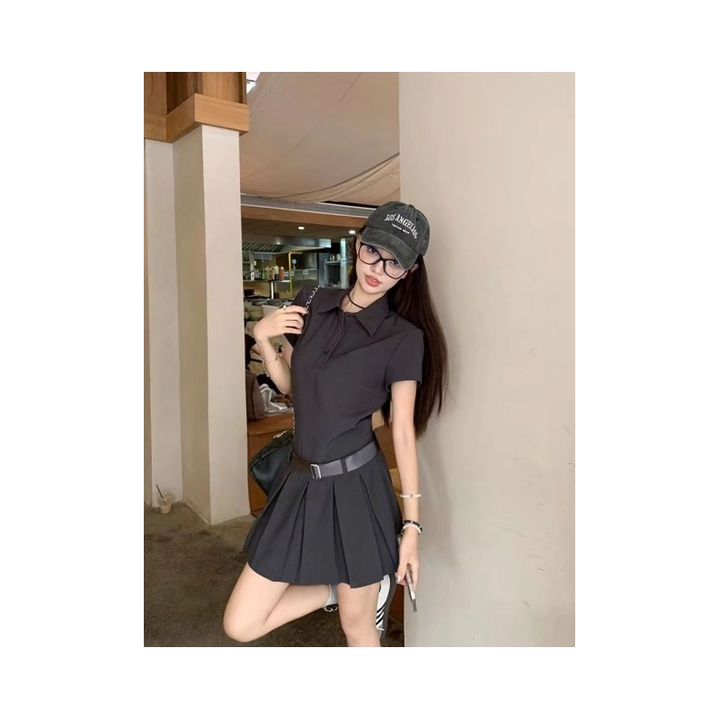 望莱仕 时尚潮流简约百搭短袖连衣裙 女款