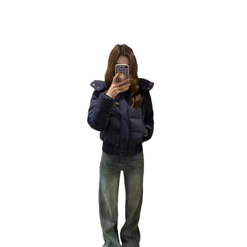 望莱仕 美式高级感连帽毛领外套女冬季设计感加厚短款棉衣棉袄棉服 女款
