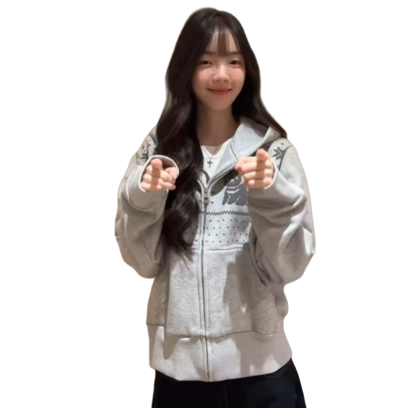 望莱仕 秋冬韩系复古连帽女宽松百搭外套上衣潮卫衣 女款