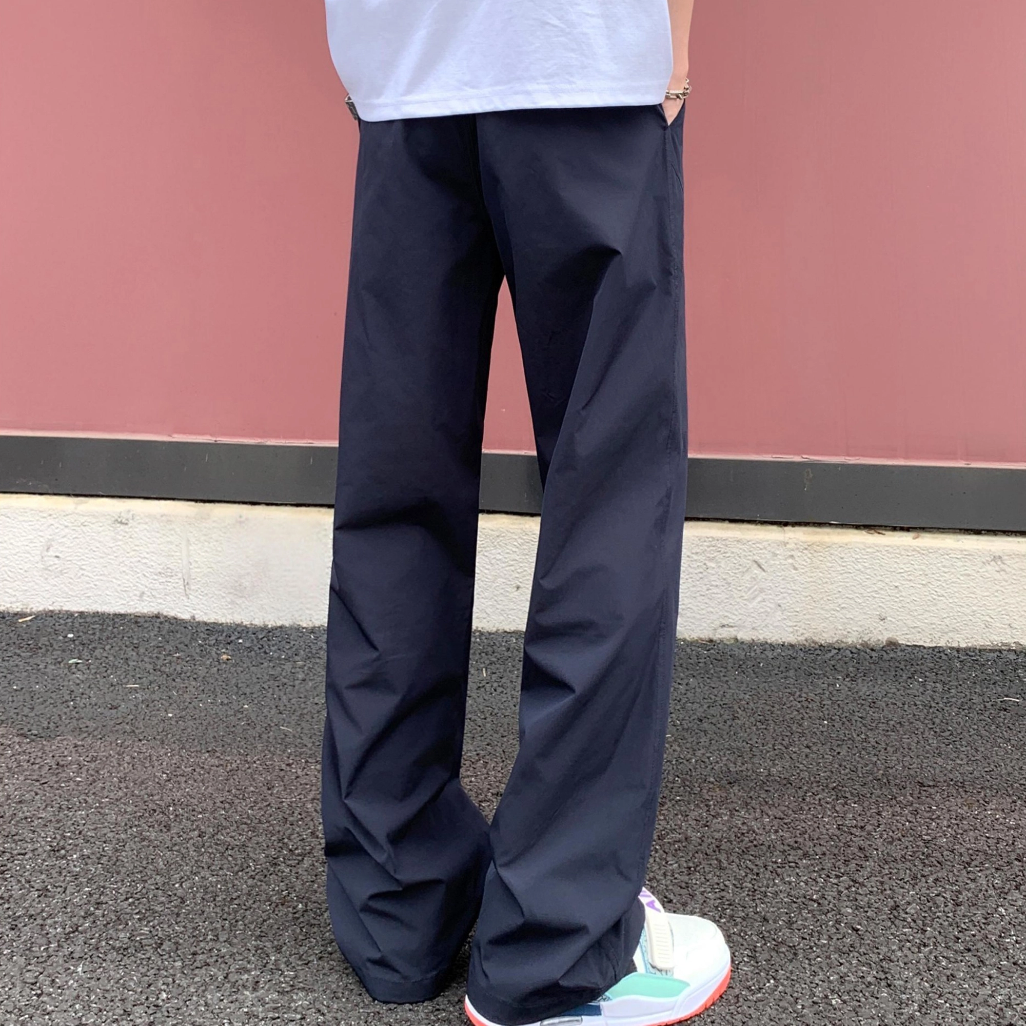 金贝勒 美式高街冰丝凉感花卉签名字体风基础款时尚百搭户外运动透气跑步日常通勤舒适宽松系带垂感无性别主义直筒休闲裤  男女同款