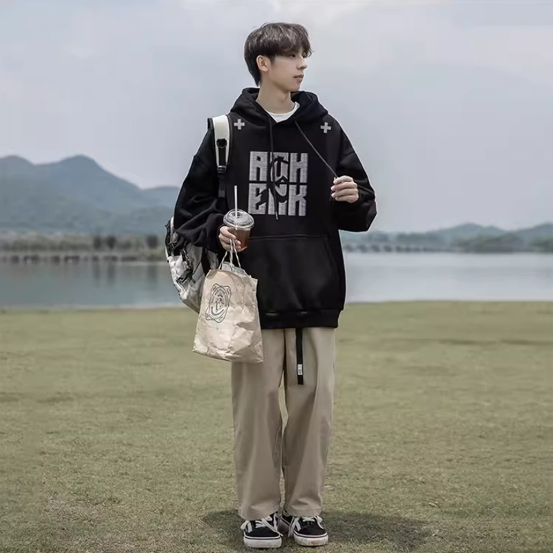 引创 重工刺绣藏肉百搭长袖高街潮牌连帽小众帽衫卫衣 男女同款