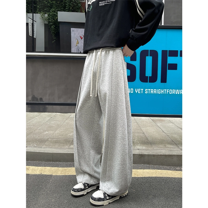 引创 秋季新潮直筒宽松弯刀卫裤男潮牌潮流显瘦百搭运动裤子休闲裤 男女同款