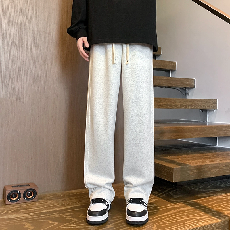 引创 美式裤子男款秋冬季百搭显瘦显高加长宽松直筒阔腿卫裤运动长裤休闲裤 男女同款