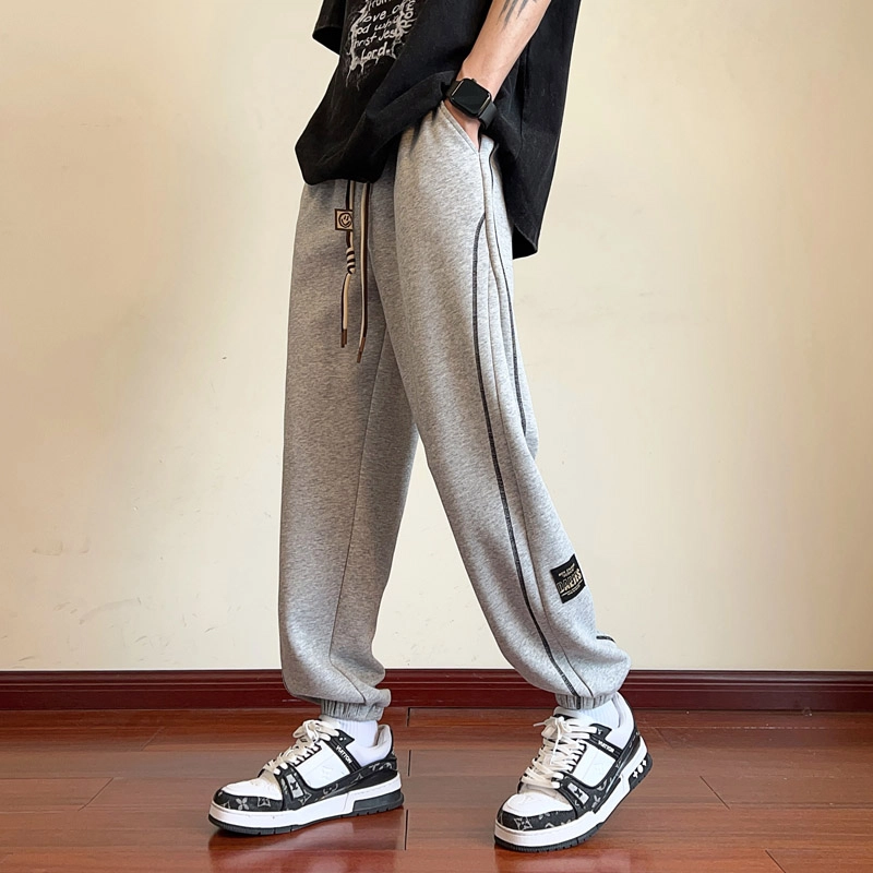 引创 秋冬季棉质裤子男宽松大码升级百搭卫裤束脚加长运动裤青少年长裤休闲裤 男女同款
