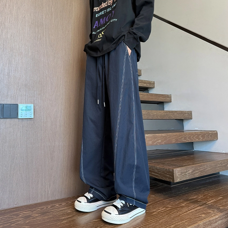 引创 秋季潮牌裤子男垂感宽松大码显瘦显高加长运动百搭长裤休闲裤 男女同款