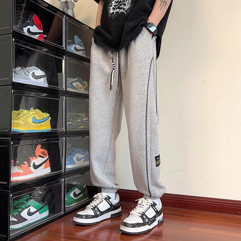 引创 秋冬季棉质裤子男宽松大码升级百搭卫裤束脚加长运动裤青少年长裤休闲裤 男女同款