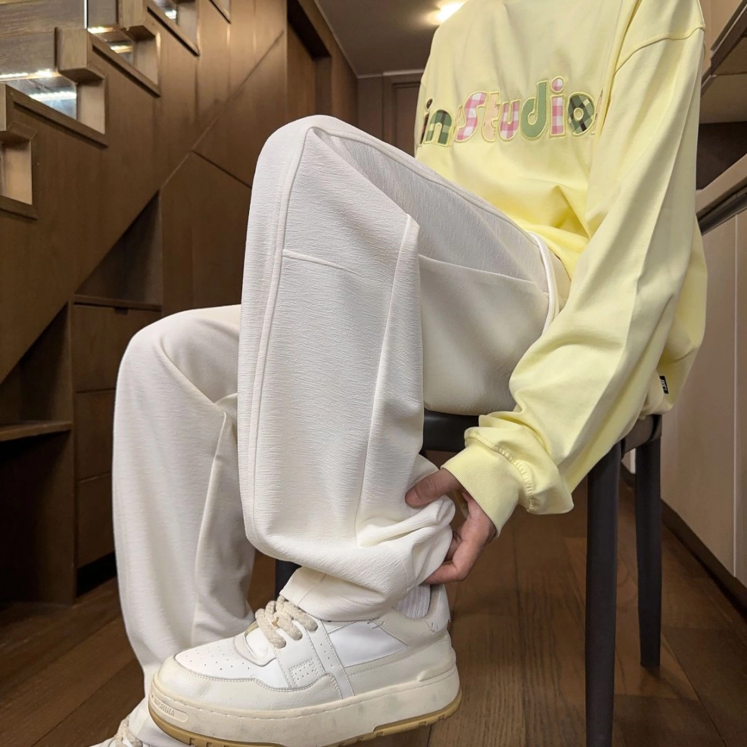 引创 美式裤子男秋冬季潮牌卫裤宽松直筒垂感显瘦显高加长弯刀裤百搭运动长休闲裤 男女同款