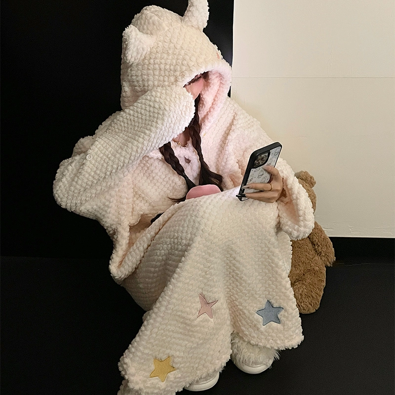 静英鸾 休闲时尚可爱卡通柔软保暖舒适可外穿家居服睡裙 女款