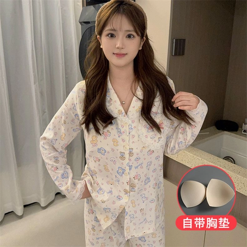 静英鸾 翻领卡通小狗甜美风休闲舒适家居服睡衣礼盒 女款