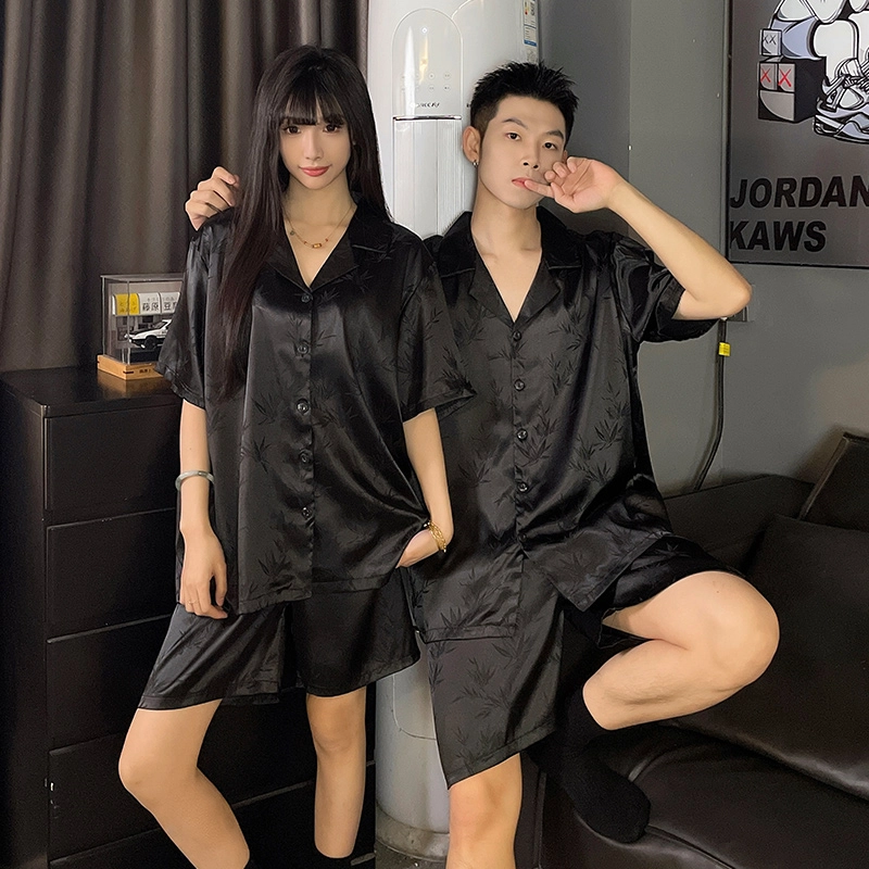静英鸾 翻领竹子简约风休闲舒适家居服睡衣套装 男女同款