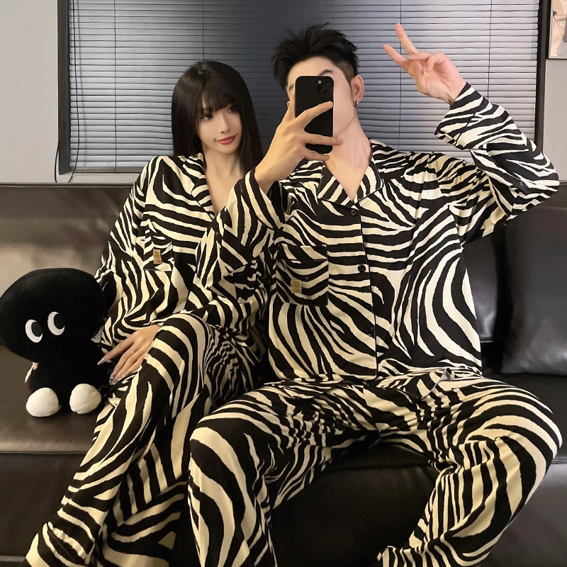静英鸾 翻领简约风长袖长裤休闲舒适家居服睡衣套装 男女同款