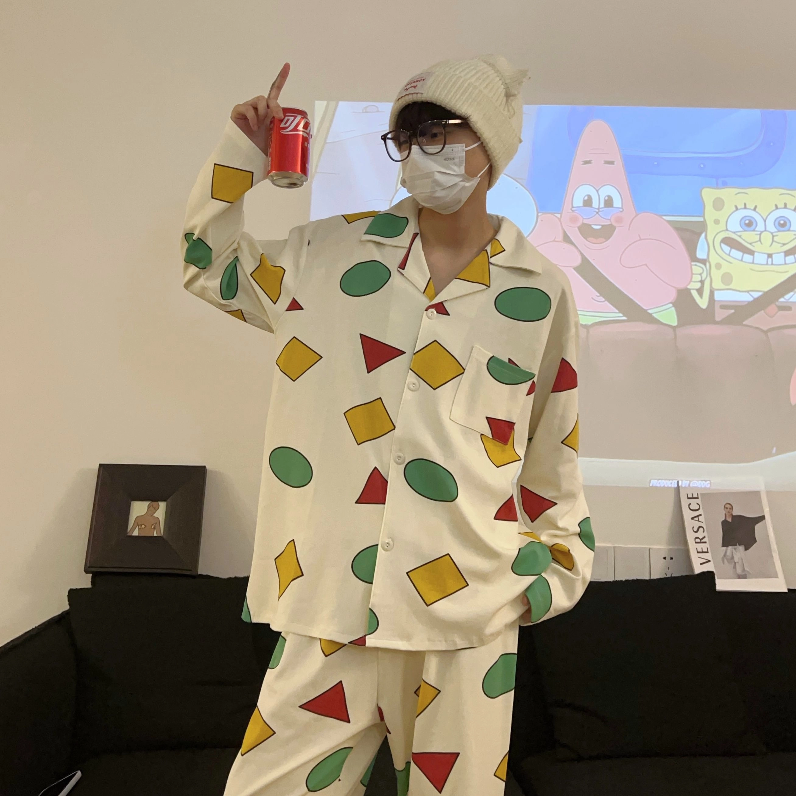 静英鸾 情侣可外穿休闲风格家居服睡衣套装 男女同款