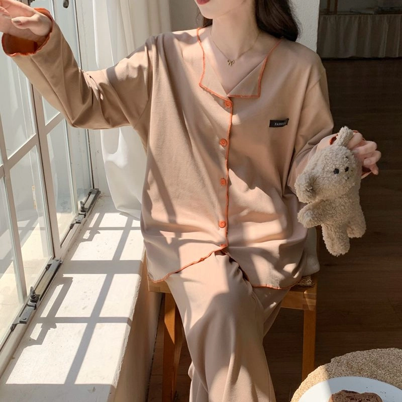 静英鸾 德绒长袖长裤小翻领开衫纯色简约两件套家居服秋冬季保暖套装 女款