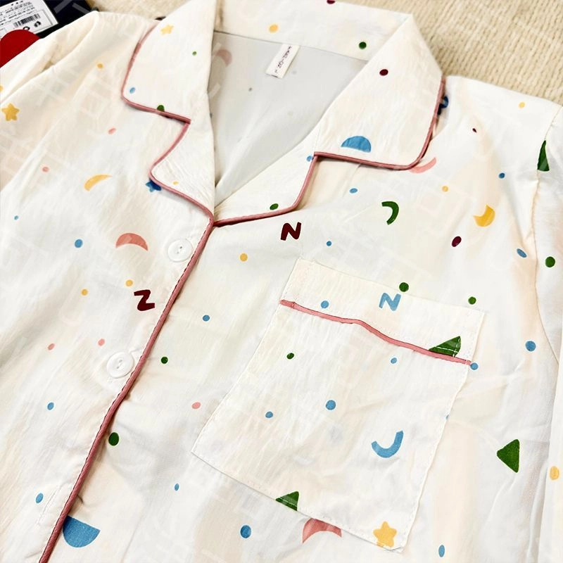静英鸾 简约休闲长袖长裤翻领家居服睡衣套装 女款