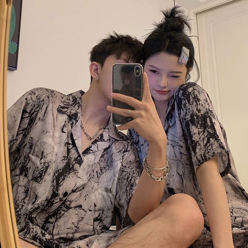静英鸾 情侣舒适简约休闲风短袖短裤翻领设计家居服睡衣礼盒 男女同款