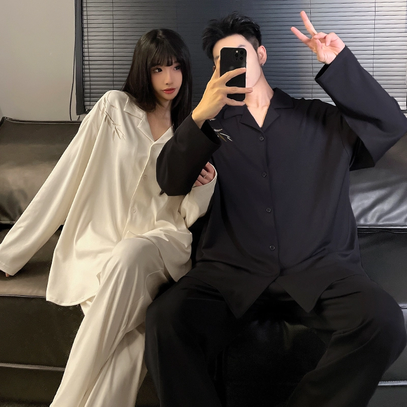 静英鸾 纯色翻领简约风休闲舒适家居服睡衣礼盒 男女同款