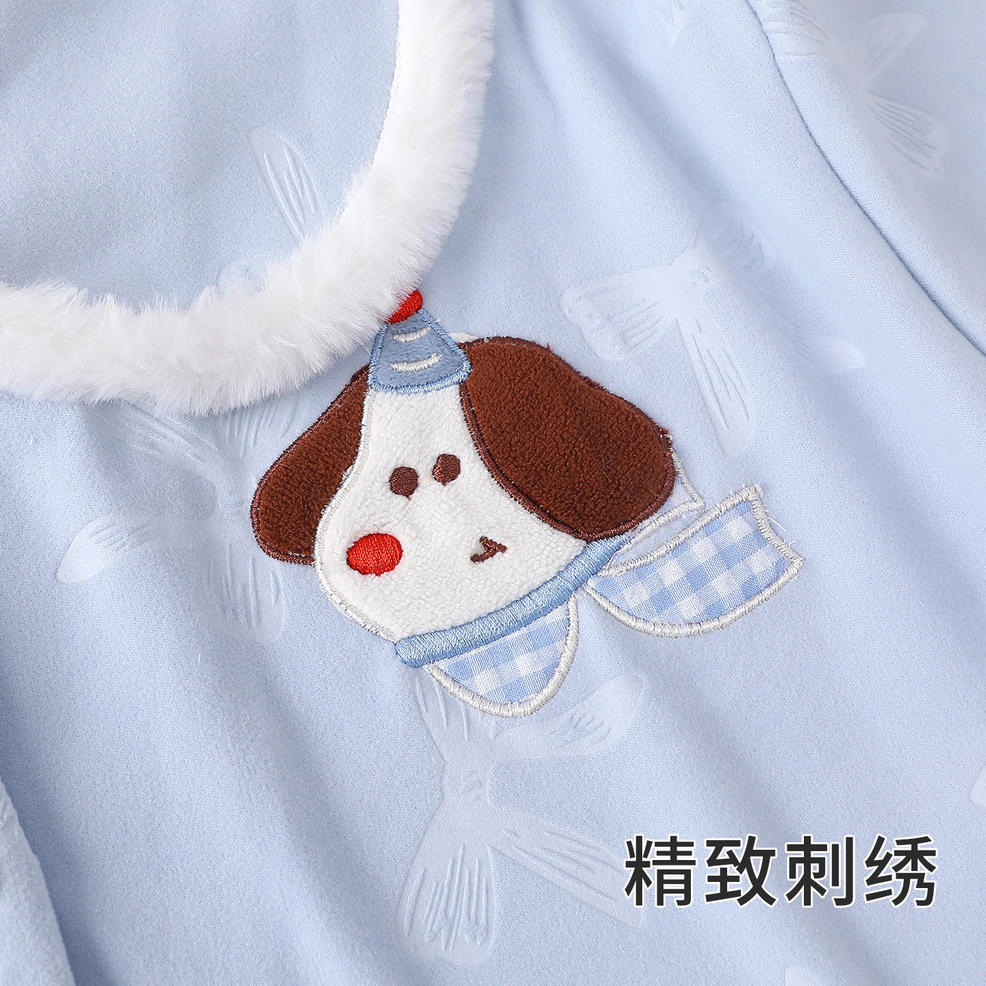 静英鸾 休闲时尚简约蓝卡通小狗亲肤舒适可爱可外穿家居服睡衣套装 女款