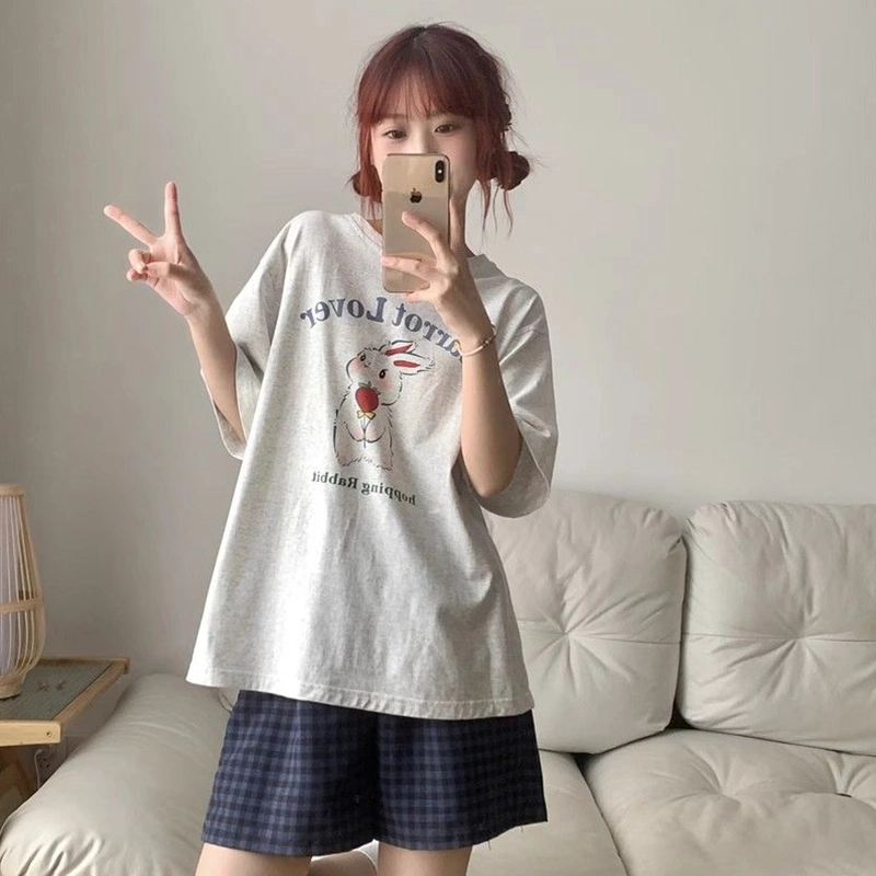 静英鸾 卡通兔子图案短袖短裤圆领设计家居服睡衣礼盒 女款