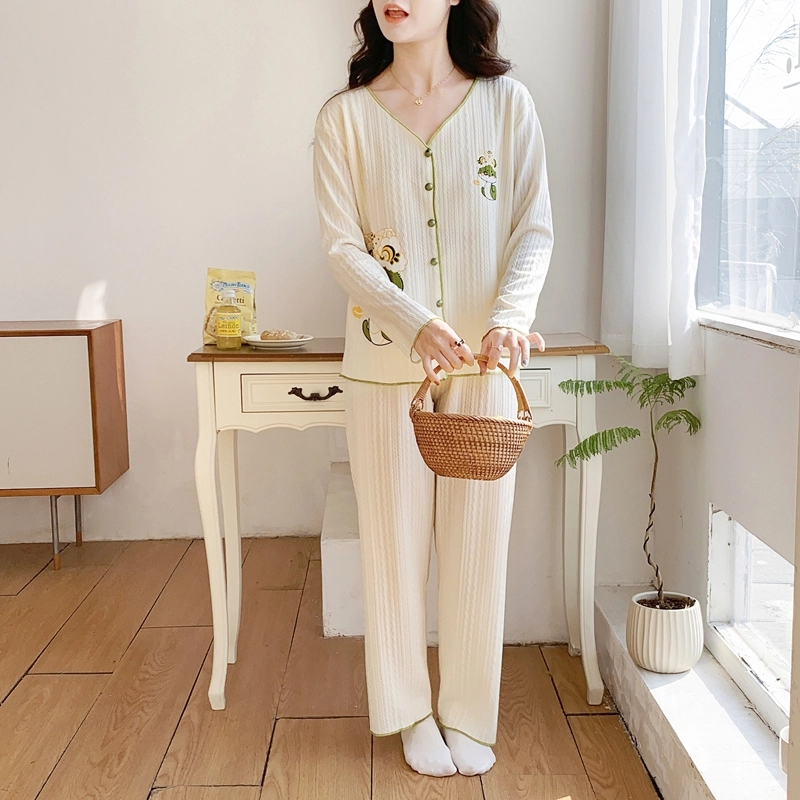 静英鸾 带胸垫甜美可爱卡通小蛇简约休闲亲肤舒适可外穿家居服睡衣套装 女款