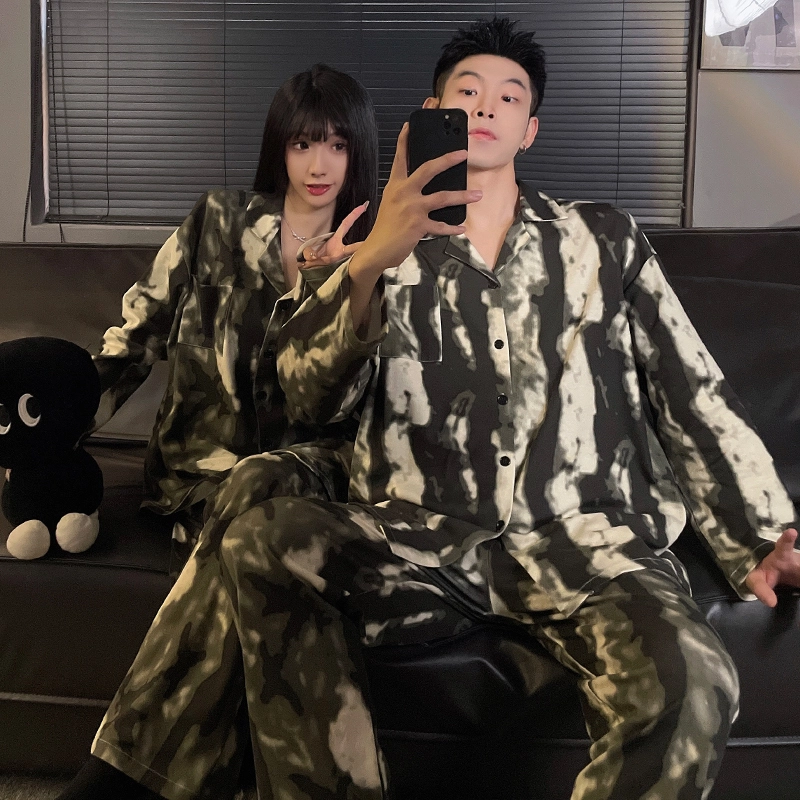 静英鸾 秋季翻领印花时尚简约风休闲舒适家居服睡衣礼盒 男女同款
