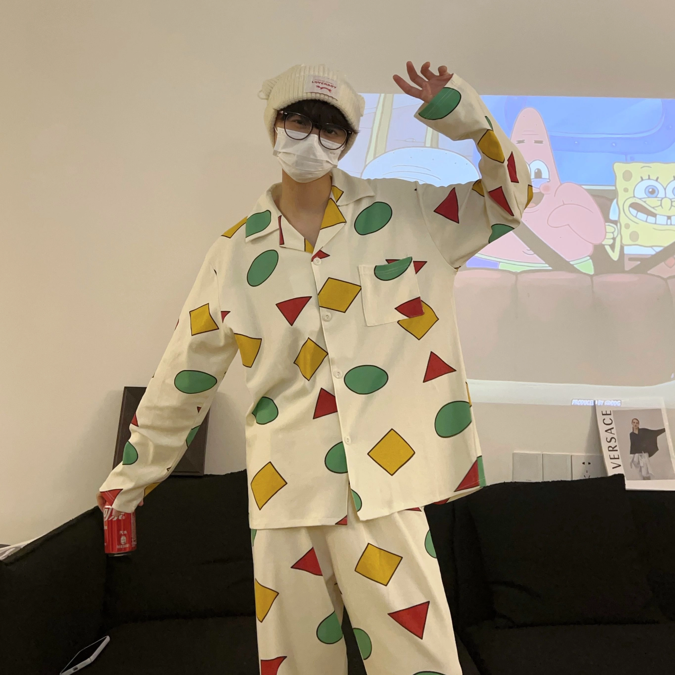 静英鸾 情侣可外穿休闲风格家居服睡衣套装 男女同款