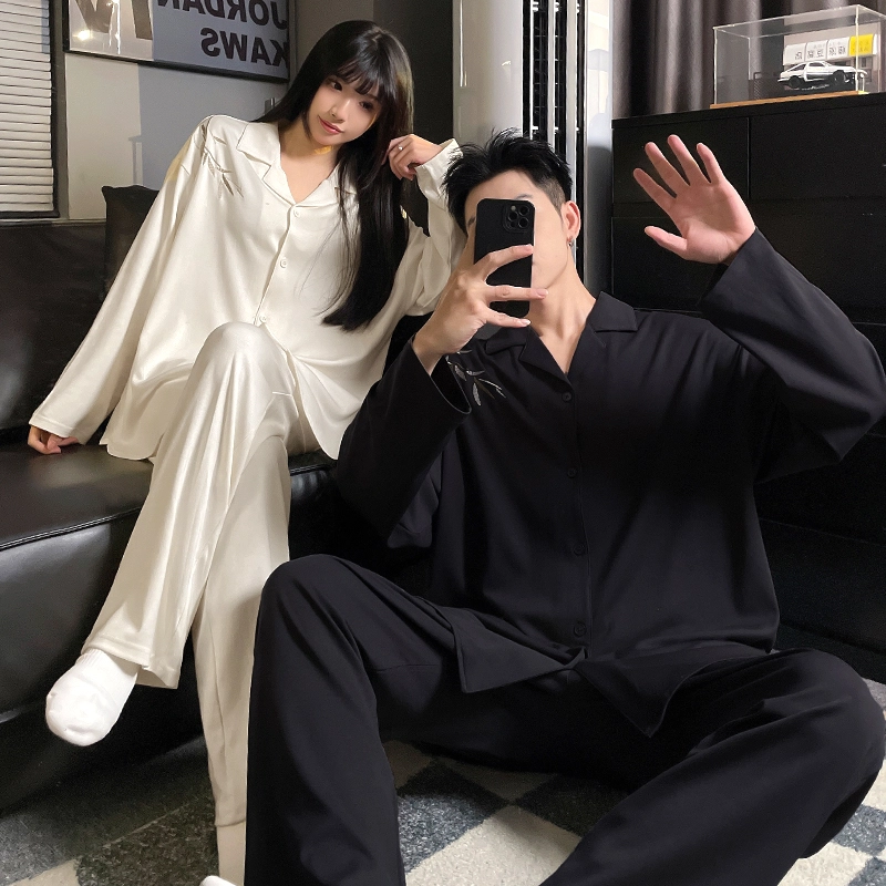 静英鸾 纯色翻领简约风休闲舒适家居服睡衣礼盒 男女同款
