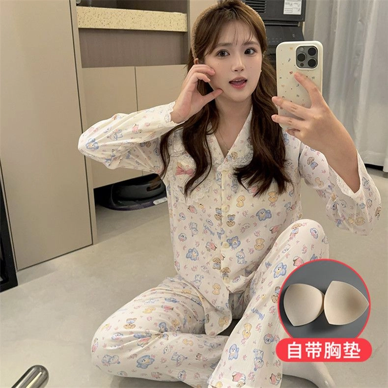 静英鸾 翻领卡通小狗甜美风休闲舒适家居服睡衣礼盒 女款