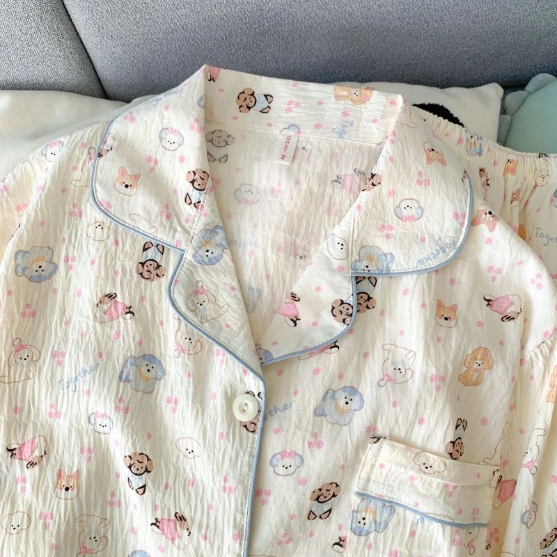静英鸾 舒适简约设计长袖长裤家居服睡衣套装 女款