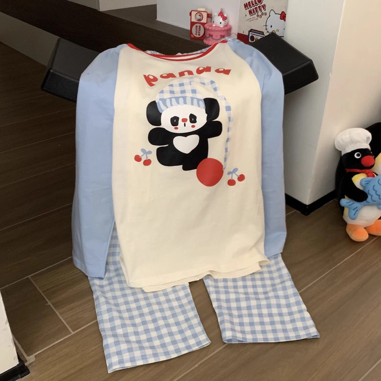 静英鸾 圆领时尚甜美风休闲舒适家居服睡衣套装 男女同款