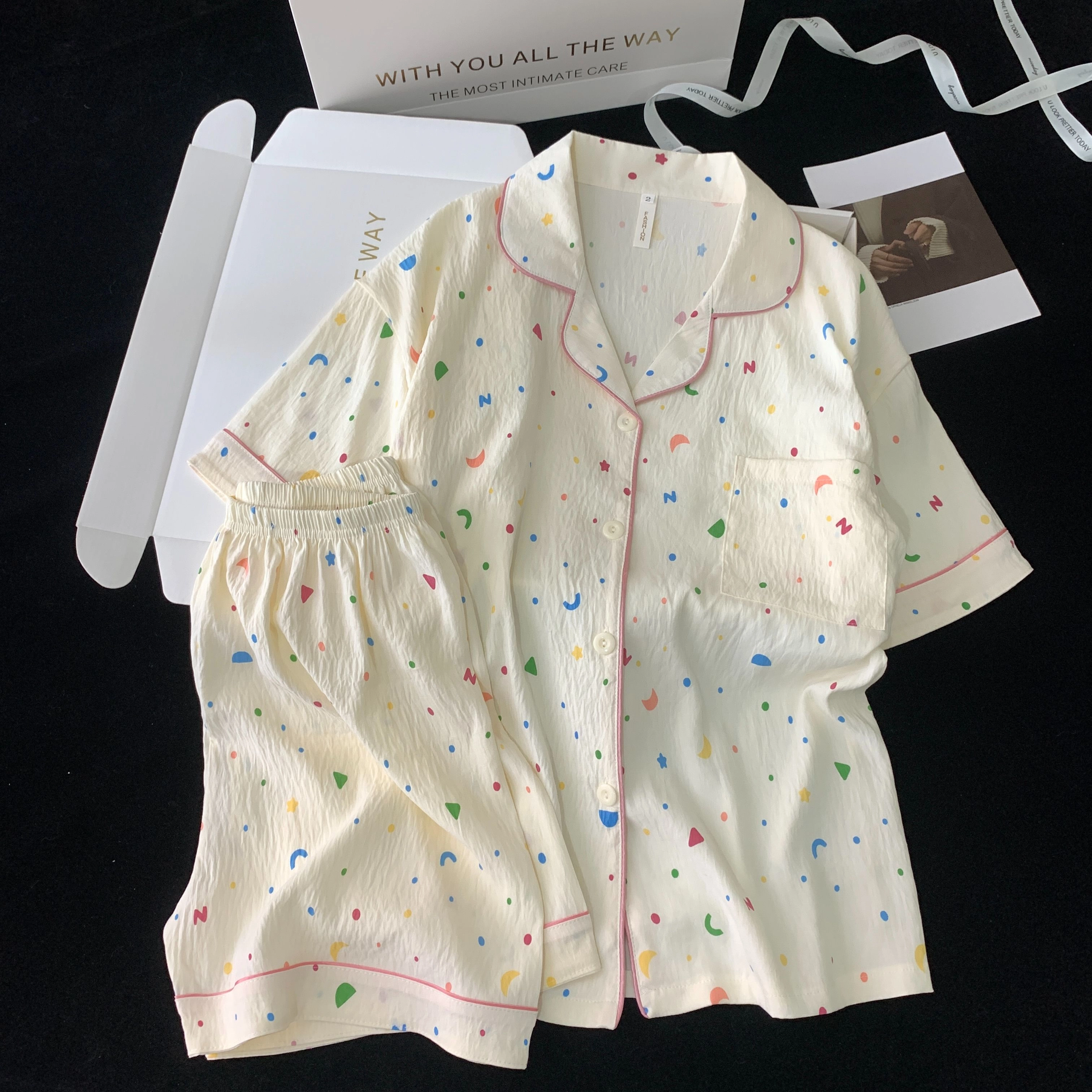 静英鸾 韩版甜美可爱风短袖短裤休闲家居服睡衣礼盒 女款