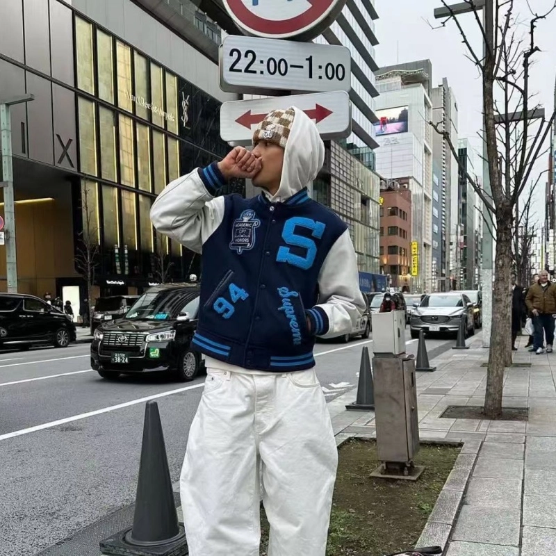 悍戈 美式高街复古潮流棒球服 多元素设计舒适保暖百搭夹克 男女同款
