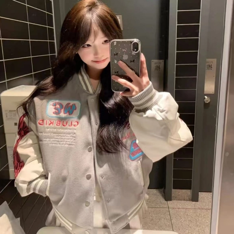 寻星记  美式潮流拼接刺绣夹克青春感与高级感并存棒球服 男女同款