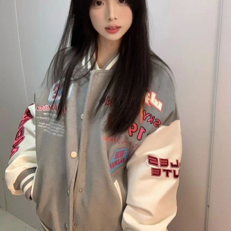寻星记  美式潮流拼接刺绣夹克青春感与高级感并存棒球服 男女同款