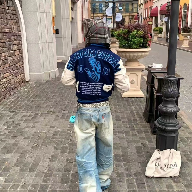 悍戈 美式高街复古潮流棒球服 多元素设计舒适保暖百搭夹克 男女同款