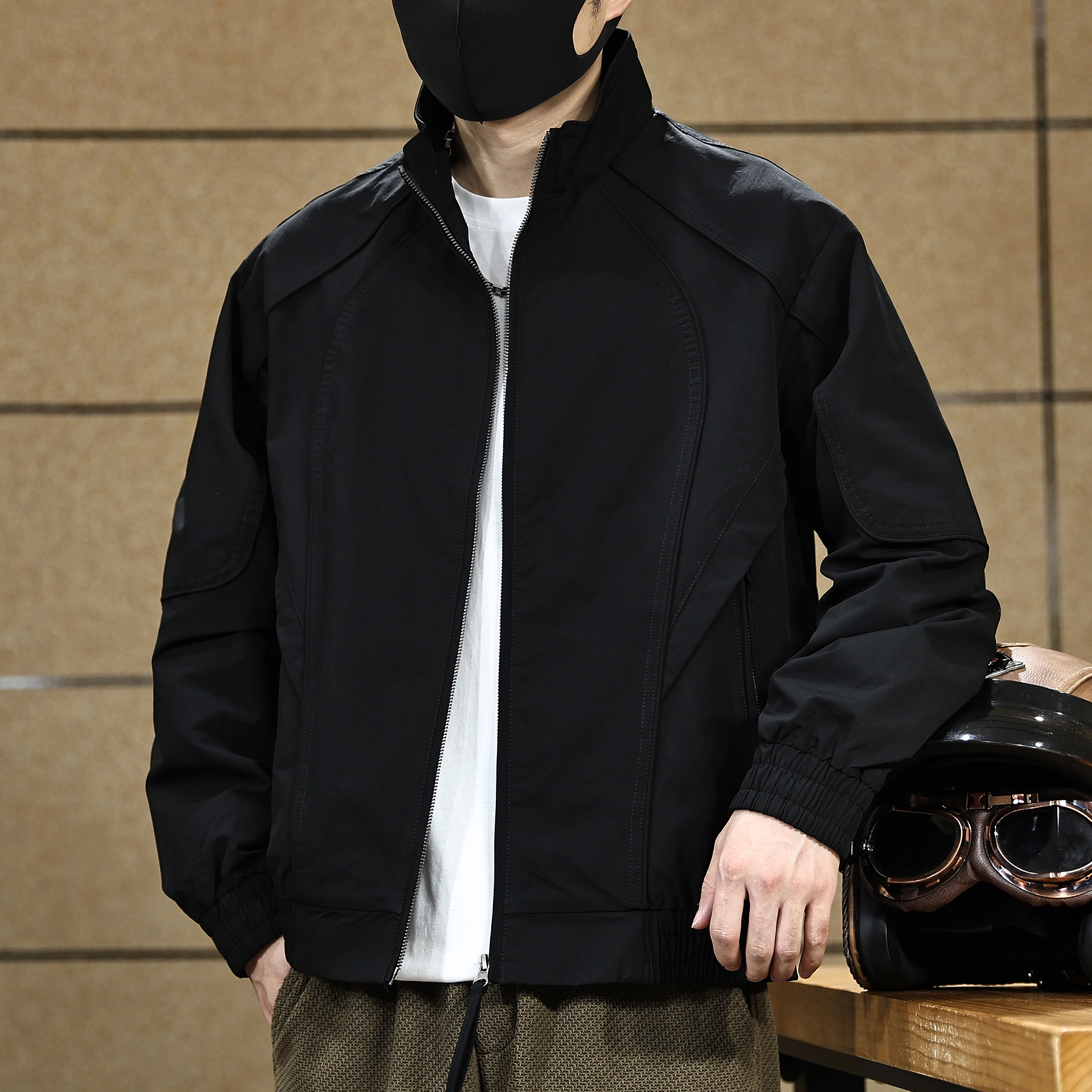 美式高街古先森 秋季 立领拼接飞行员夹克 男款