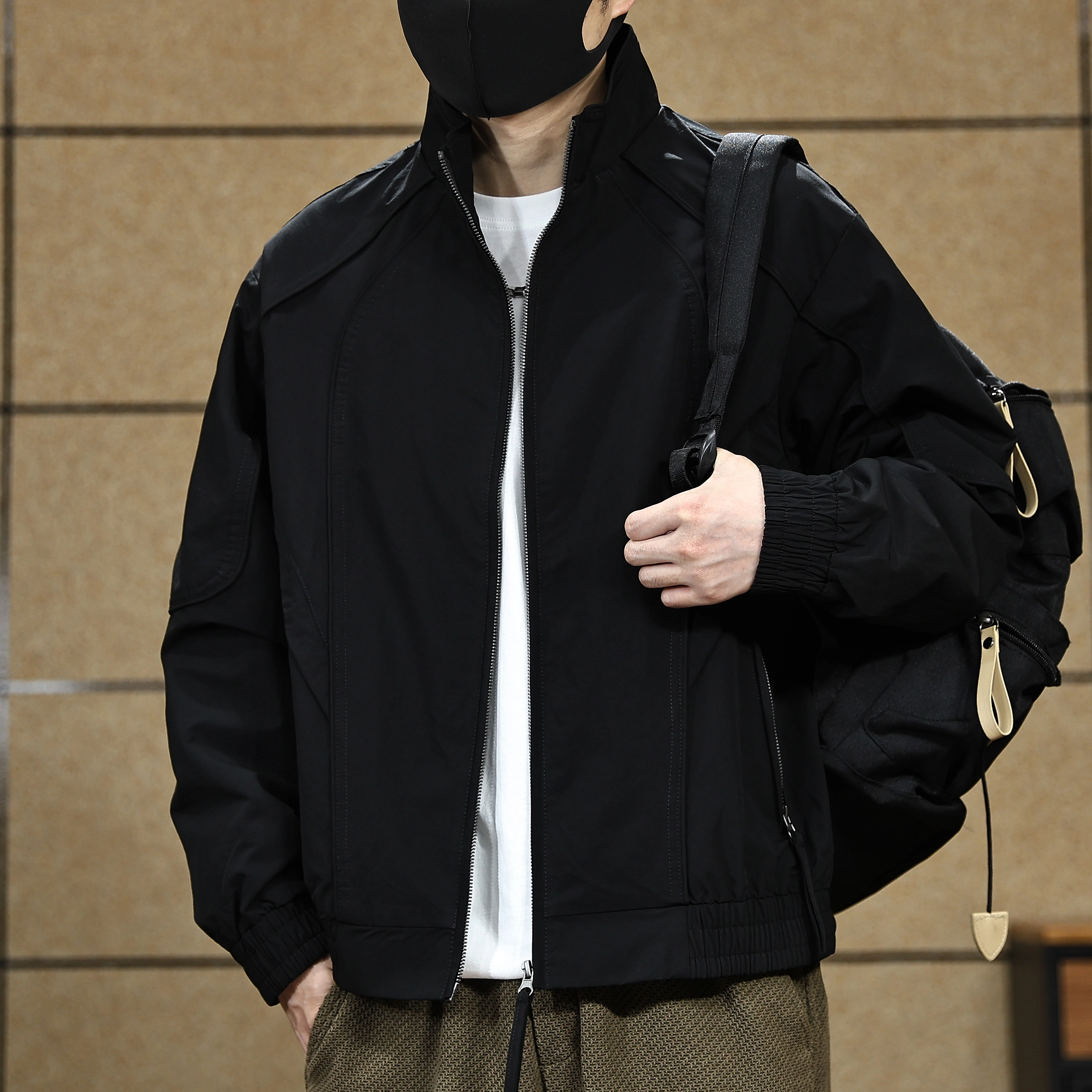 美式高街古先森 秋季 立领拼接飞行员夹克 男款