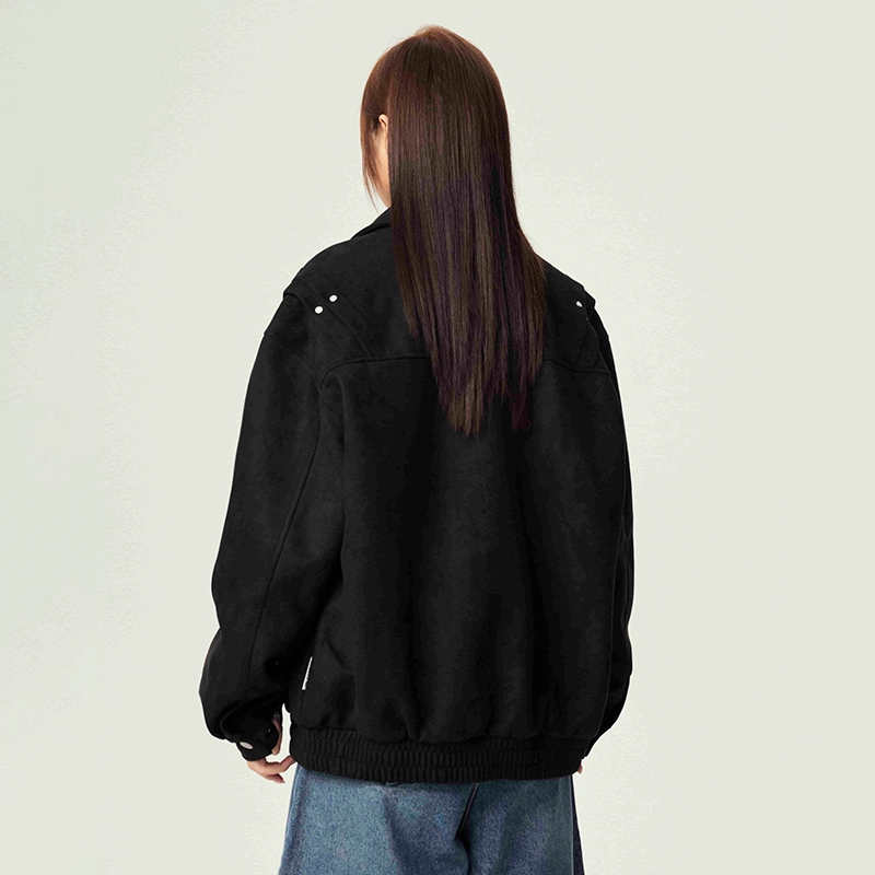 宫奴 日系休闲潮牌小众复古设计感宽松翻领麂皮绒外套夹克 男女同款