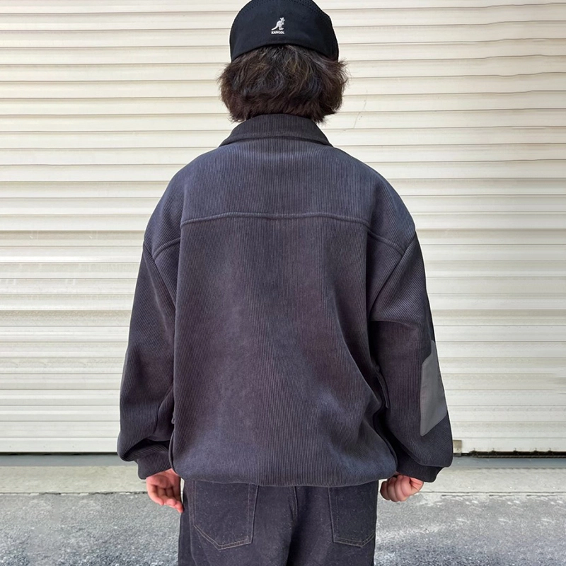 宫奴 潮牌复古水洗宽松百搭大口袋翻领套头加绒卫衣 男女同款