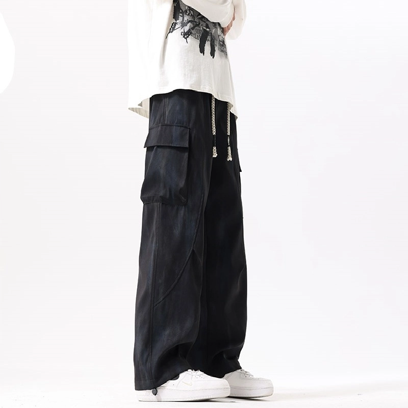 洋气先生 美式青少年时尚潮流扎染宽松设计感小众帅气直筒复古高级感日常通勤百搭长裤休闲裤 男女同款
