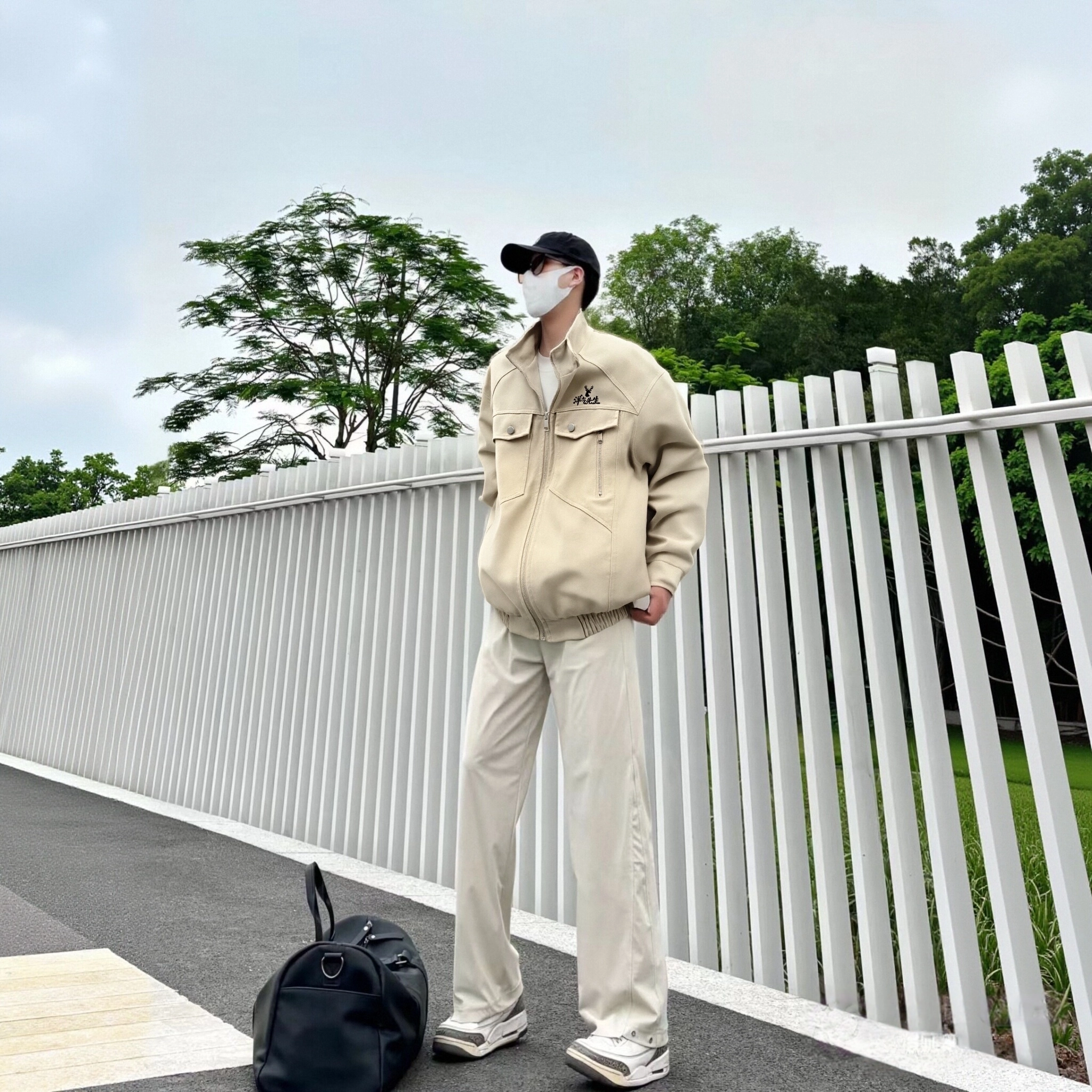 洋气先生 美式复古高街潮牌时尚潮流简约无性别主义日常通勤户外口袋设计小帅宽松舒适保暖拉链立领开衫休闲百搭上衣外套棉服 男女同款
