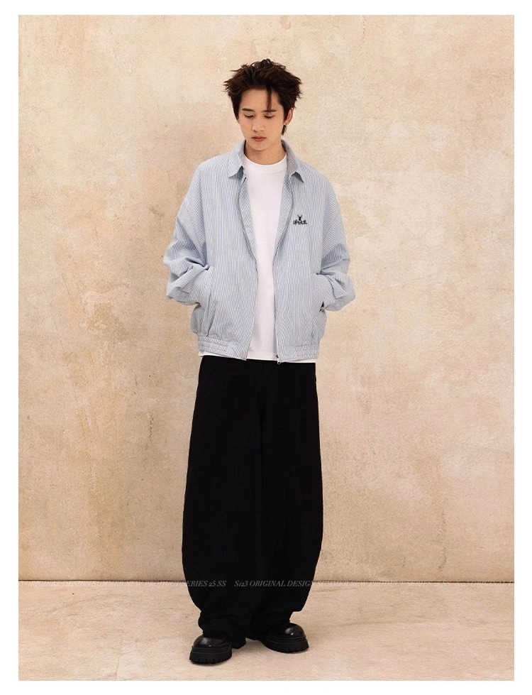 洋气先生 美式复古简约纯色时尚百搭夹克 男女同款