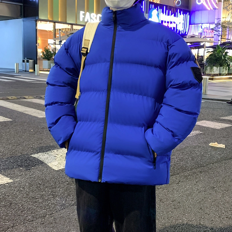 洋气先生 美式高街复古简约纯色基础款无性别主义加厚加绒保暖宽松潮流棉衣日常通勤百搭潮牌休闲防风立领臂章长袖棉服 男女同款