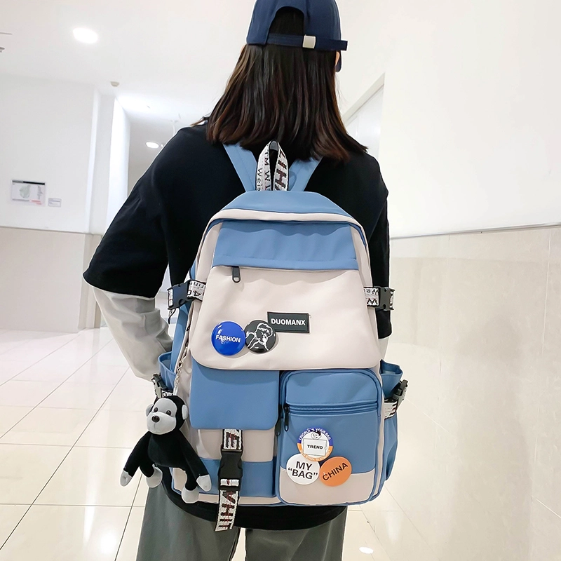 米囹 学生小众韩系高颜值大容量旅行背包 舒适手提拉链 调节肩带 尼龙布 双肩包