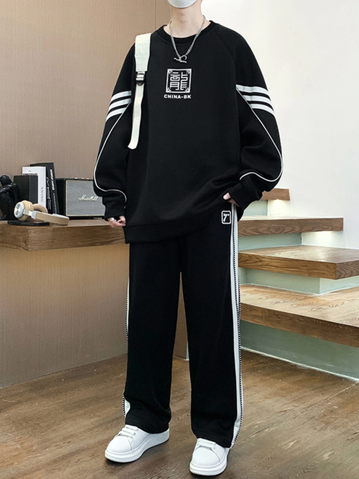 邦固依品 国风长袖高中学生长裤卫衣套装 男款