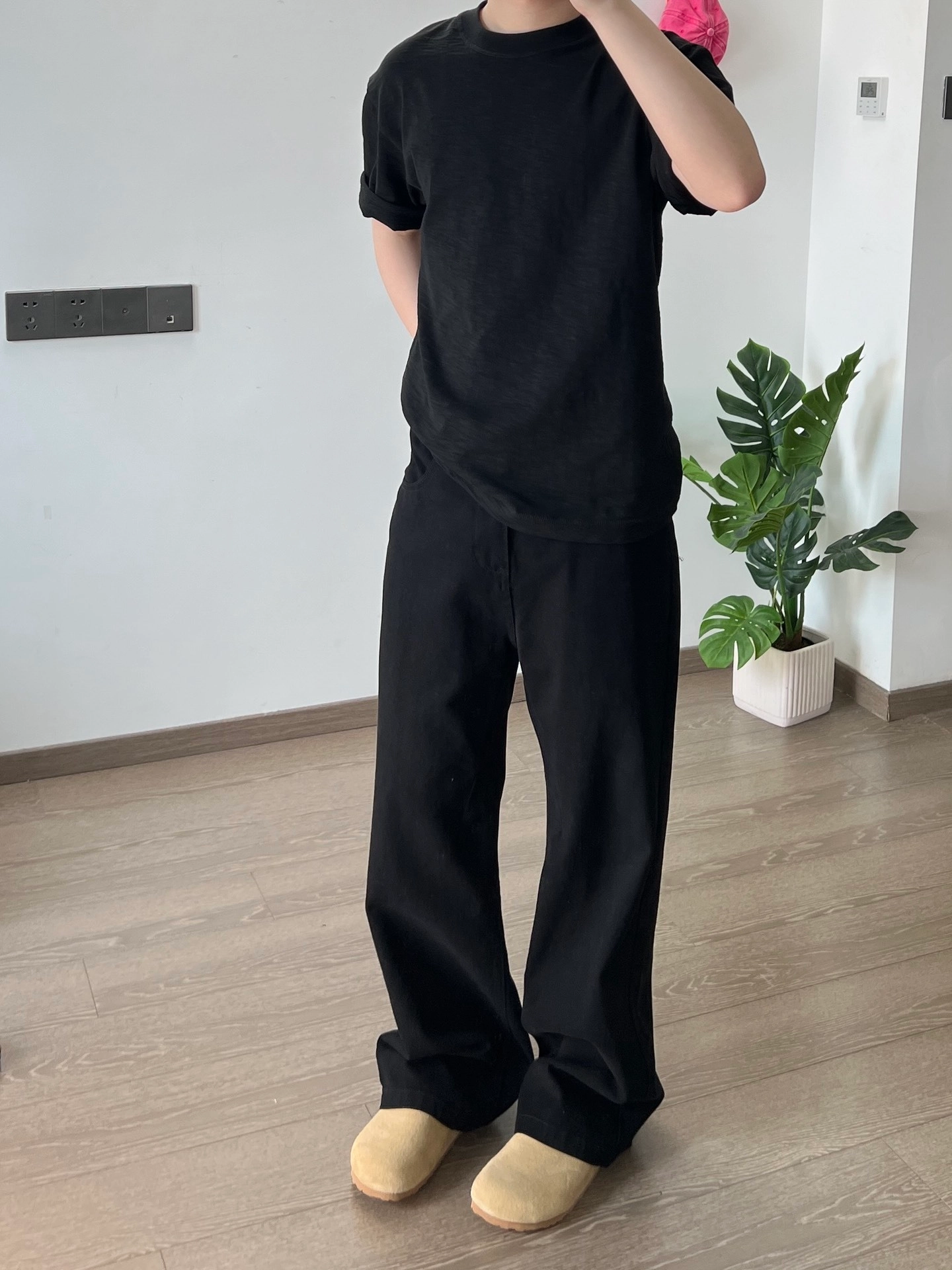 邦固依品 美式高街复古水洗简约基础款男宽松直筒阔腿垂感长裤子休闲裤 男款