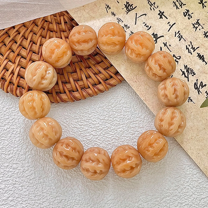 九隆古 精工雕刻京八棱 佛珠文玩盘玩 菩提根 手串 男女同款情侣款
