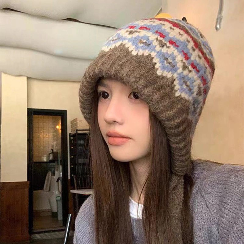 无限兔 提花费尔岛护耳帽子针织毛线包包帽巴克拉拉法加厚保暖雷锋帽 腈纶 绒线帽 男女同款情侣款