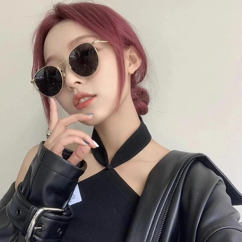 【个性时尚设计感】 无限兔 复古高级感小脸小框墨镜 金属 圆形 太阳眼镜 男女同款情侣款