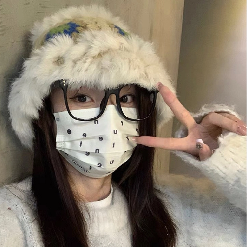 【手工兔毛醒狮】 无限兔 可爱保暖毛绒针织显脸小百搭护耳毛茸茸水桶帽#好运 兔绒+腈纶 绒线帽毛线帽 男女同款情侣款